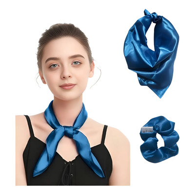 Mascada Satin Pañuelo Color Sólido Lizo Para Mujer. Picky® Color Azul Turquesa Diseño De La Tela Liso Talla Unitalla | Meses sin interés