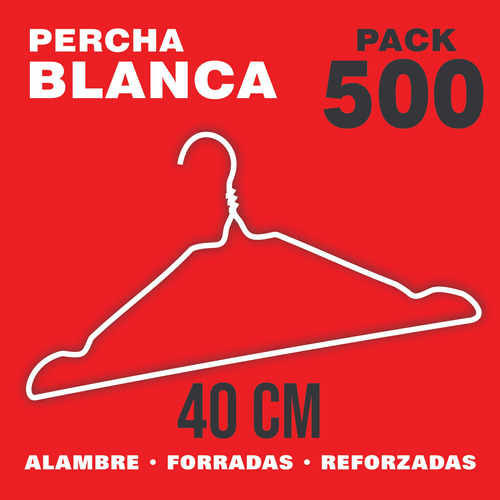 Perchas De Alambre Forradas Reforzadas X500 - Color Blanco