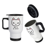 Lindo Mug Vaso Termico Viajero Para Carro Gato