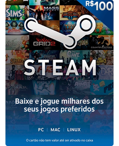 Steam Cartão Pré-pago R$100 Reais (r$50+r$50) Card -imediato