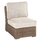 Silla De Exterior De Mimbre Con Cojín, Beige