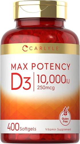 Vitamina D3 10000 Iu | 400 Softgels | 250 Mcg | Potencia Max
