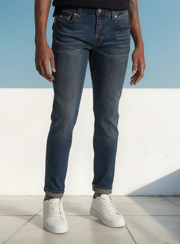 Pantalon True Religion Skinny Lightly Washed Distressed Orig