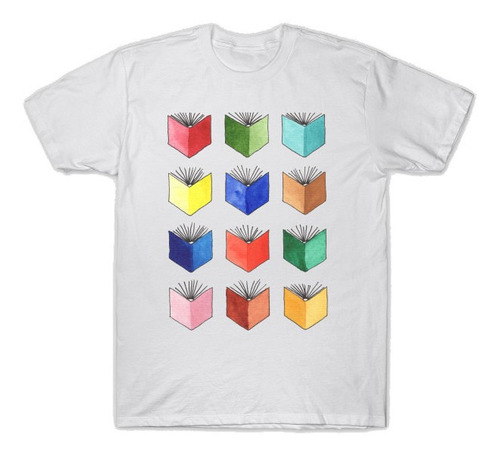 Playera Camiseta Algodon Books Colors Libros Colores