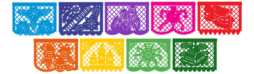 Decoración Papel Picado Tiras Posada Mexicana10 Tiras De 5m.