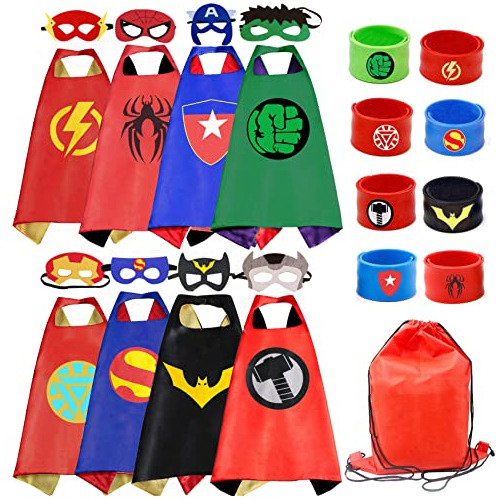 Kids Dress Up 8pcs Juego De Capas De Superhéroe Y Puls...