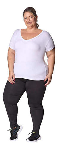 Conjunto Moda Plus Size Calça Legging Grossa E Blusa Gola V