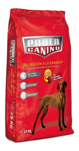 Alimento Poder Canino Para Perro Todos Los Tamaños Sabor Carne En Bolsa De 25kg