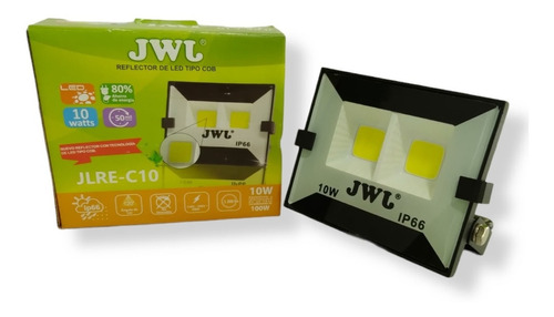 Reflector Led Cob 10w Ultradelgado Ip66 Jwj Luz Blanca 5pzs