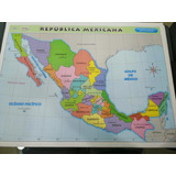 Mapa Mural Color  Republica Mexicana Didactico Con Nombres