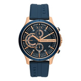 Reloj Hombre Armani Exchange Hampton Chrono Silicon Color De La Correa Azul