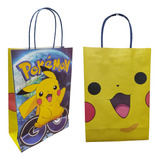 Pack 10 Bolsas De Papel De Cumpleaños Pokémon 32*22 Cm