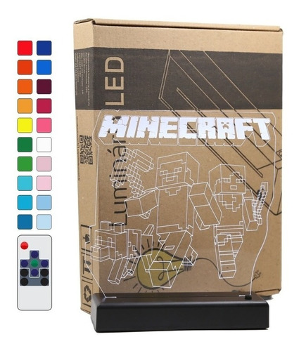 Luminária De Mesa Quarto Minecraft Led Decorativo Presente