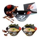 Set De Tazones Japoneses Hakone Yosegi Para Ramen (negro, 60