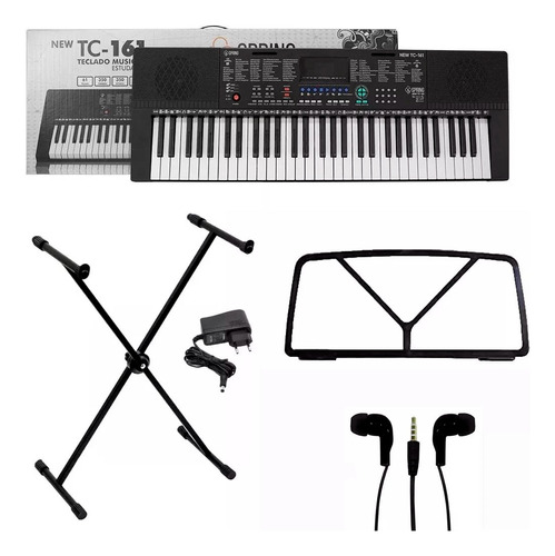 Kit Teclado Arranjador  Spring Bay Completo+ Suporte + Fonte