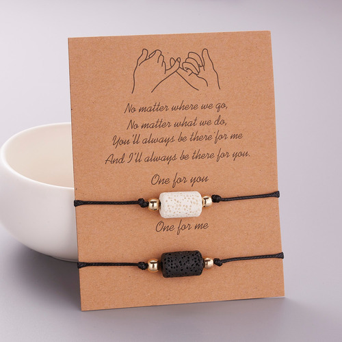 Pulsera Manilla Para Pareja Rectángulo Piedra Blanco/negro