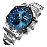Relógio Masculino Skmei 1389 Anadigital Luxo Esporte Azul Nf