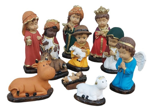  Presepio Natalino Enfeite Decorativo 11 Peças Gesso Casa 