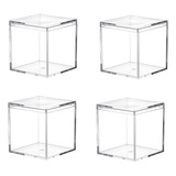 Caja De Acrílico Transparente Con Tapa, C, Paquete De 4 Cubo