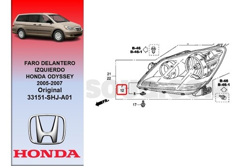 Faro Delantero Izquierdo Honda Odyssey 2005-2007 Foto 3