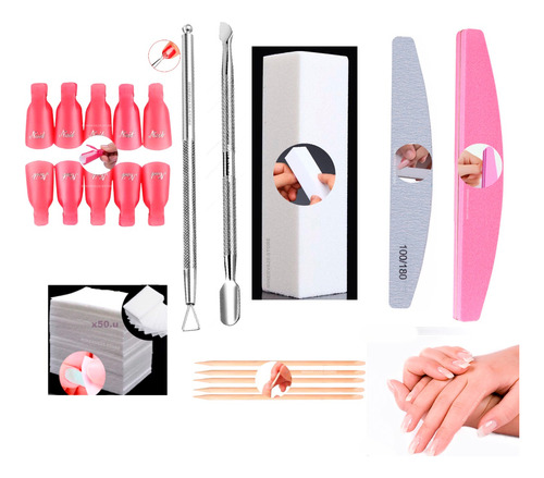 Kit Herramientas Wipes Broches Repujador Lima Manicura Semi