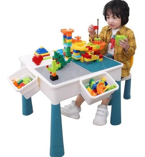 Mesa Lego Juego Niños + Silla + 56 Legos / Ekipofertas