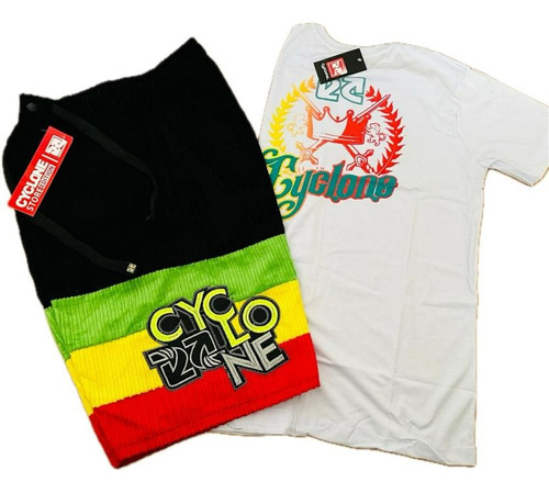 Bermuda De Veludo Cyclone Reggae + Camiseta  Branca