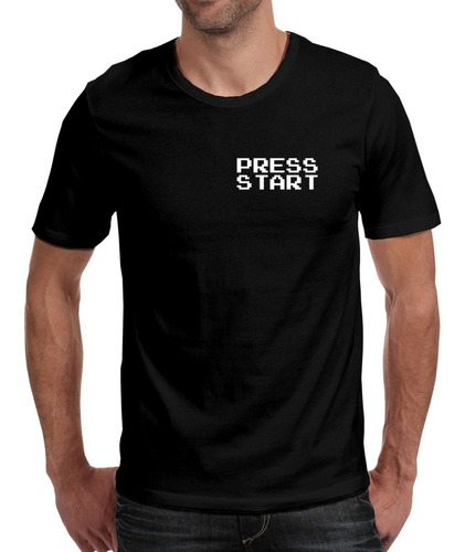 Camiseta Playera Arcade Gamer Retro Press Start Escudo