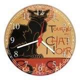 Relógio De Parede Grande 40 Cm Chat Noir Gato Preto Decorar