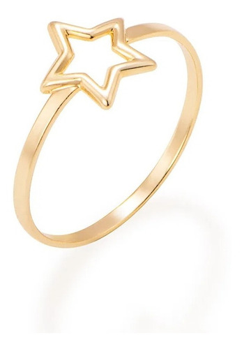 Anel Rommanel Skinny Ring Com Estrela Vazada 512939 Folheado