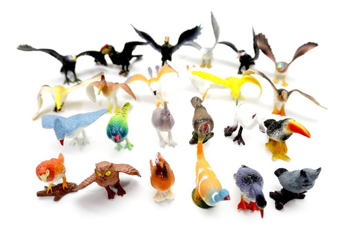 Juguete Animales Mini Pajaros X24 Aves Goma Voladores Pack