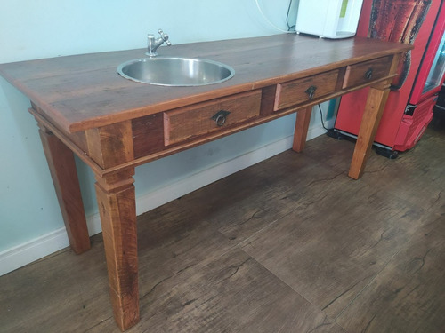 Mesa Madeira Maciça Com Cuba