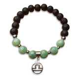 Pulsera Acero Signo Libra Piedra Jade Verde Y Lava