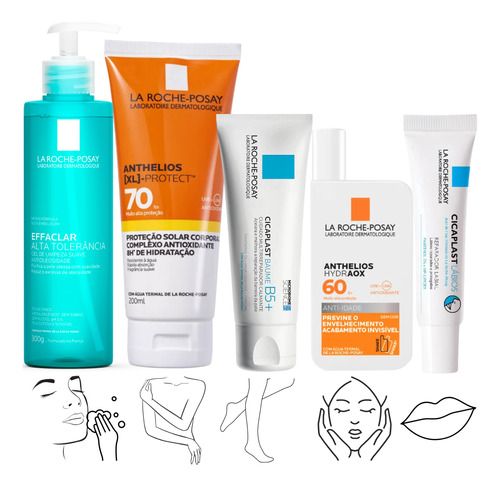 Kit La Roche Effaclar Alta Anthelios Cicaplast Rosto Labios