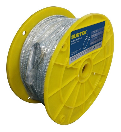 Rollo De Cable De Acero Con Guardacabo 1/8  X 152 M