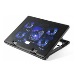 Cooler Para Notebook 12-17, 5 Ventiladores Alto Rendimiento Color Negro Color Del Led Azul