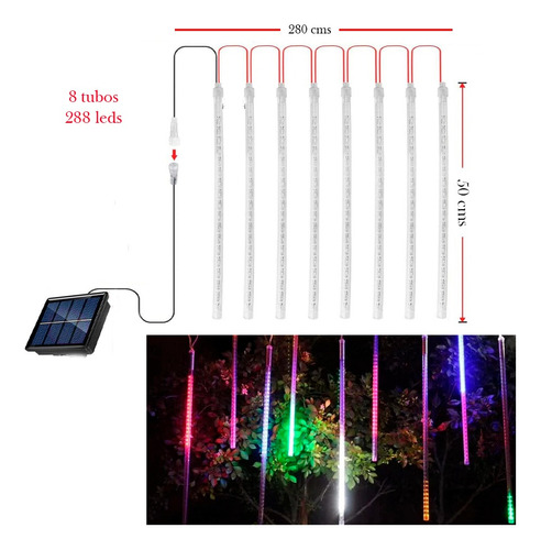 Instalación Navideña Lagrima Meteoro Led De Panel Solar
