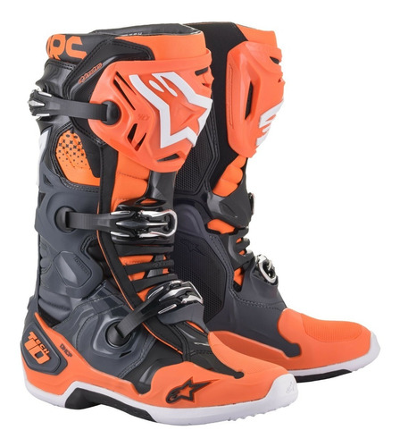 Botas Alpinestars Tech 10 Grey/orange Fluo Motocross Emporio