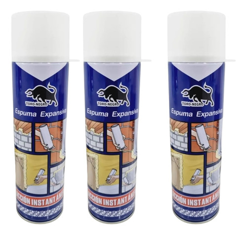 Pack 3 Espumas Expansivas Pu 500 Ml Toro Negro