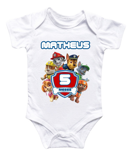 Body Mesversário Personalizado Patrulha Canina Menino