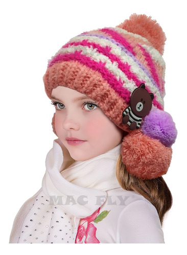 Gorro Lana Niñas Niños Invierno Con Corderito Pompones Osito