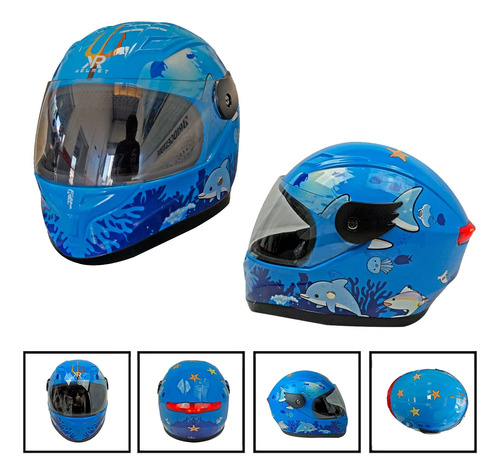 Casco Cerrado Infantil C/luz Mundo Marino Brillante Rmb 