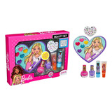 Set De Maquillaje Esmaltes Labial Niñas Barbie