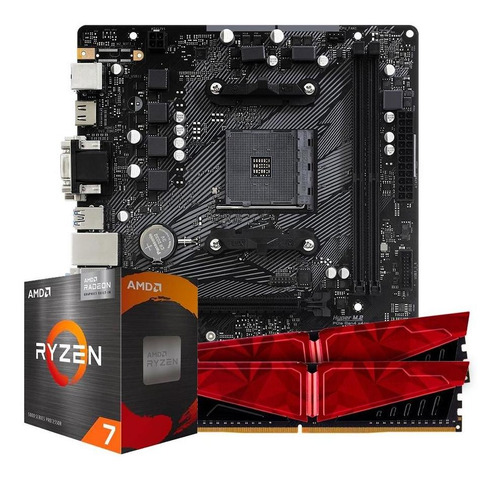 Kit Upgrade Gamer Amd Ryzen 7 5700g + B550m + 16gb Ddr4 Cor Preto