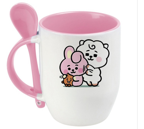 Taza De Cucharita Rosa De Cooky Y Rj Bt21 