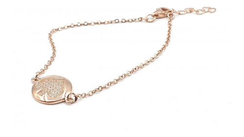 Pulsera Corazon Dorada. Rose. Plata 925.  Con Micropave 