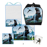 Set Jardin Infantes Taza Mantel Mochila Dinos Auto Unicornio