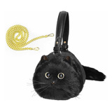 Bolso Bandolera Realista Con Forma De Gato Color Negro