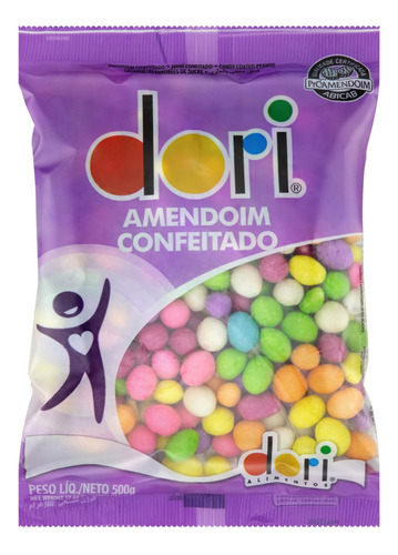 Amendoim Confeitado Colorido Doce Dori Pacote 500g