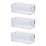 3 Organizador Transparente Multiuso Armário 23x11x08